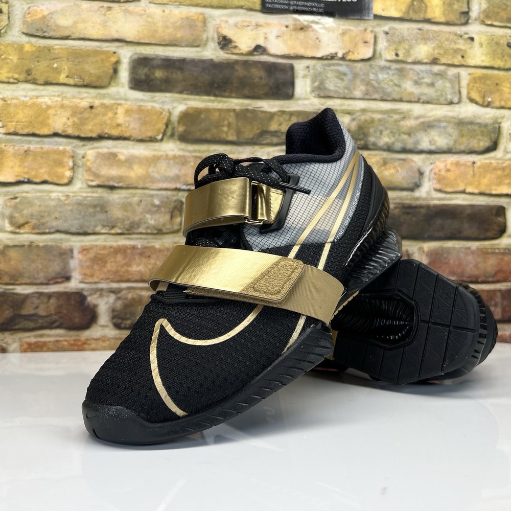Nike Romaleos 4 Sample Weightlifting Gym Shoes Black Gold Men Size 12 CD3463-001